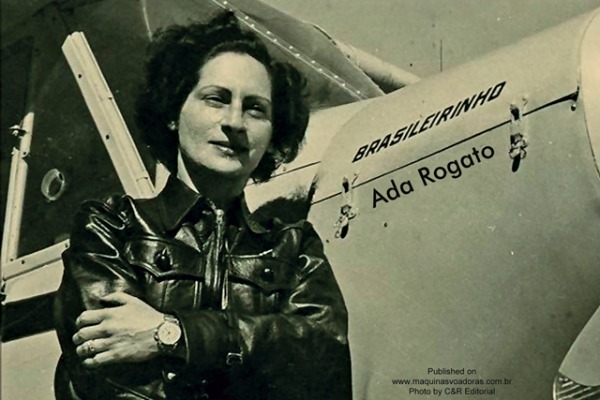 A aviadora Ada Rogato e seu Cessna
