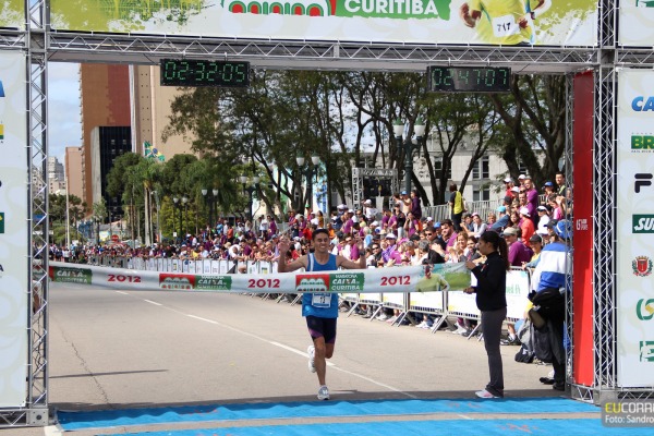 A chegada na Maratona de Curitiba  Arquivo pessoal.