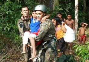 OkoiWaijapi, da aldeia Jiriru’Wyry, foi resgatada pelo Esquadrão Falcão após sofrer queimaduras