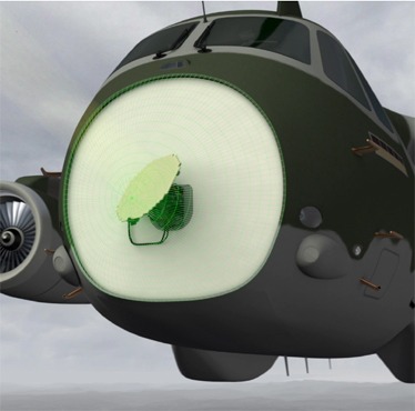 Concepção artística do KC-390 com radar  Selex ES