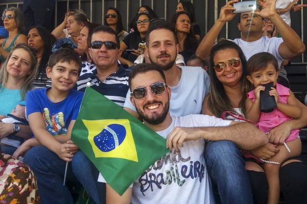 Espectador Davi Moura Santos, com a família