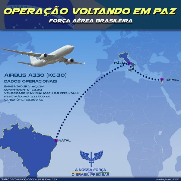 Primeiro avião da FAB já está em Israel para repatriar brasileiros —  Agência Gov