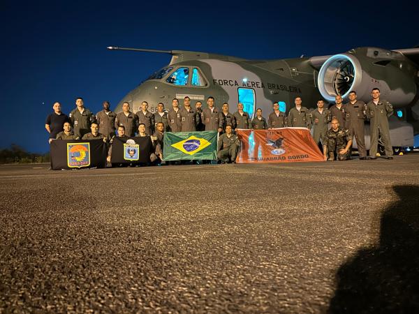 A comitiva brasileira contou com 25 militares do Esquadrão Zeus, do Esquadrão Gordo e do Esquadrão Aeroterrestre de Salvamento 